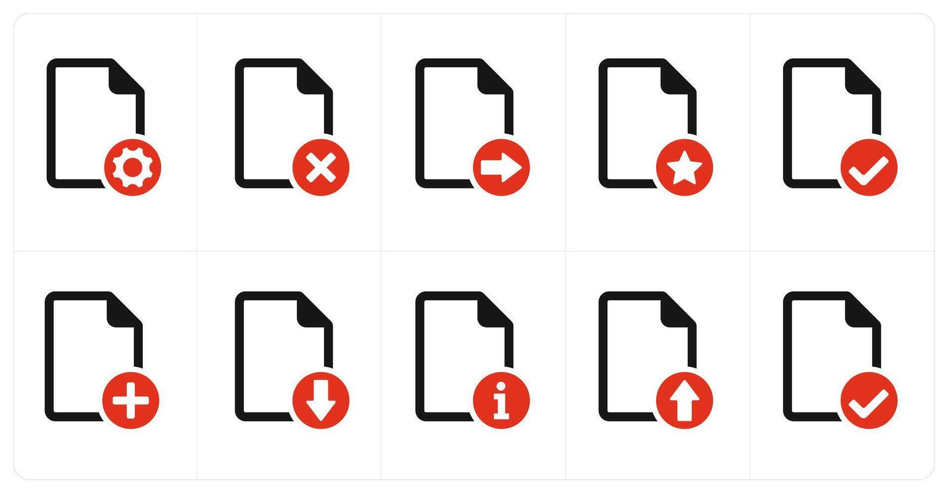 A set of 10 file icons as file setting, wrong, send file vector