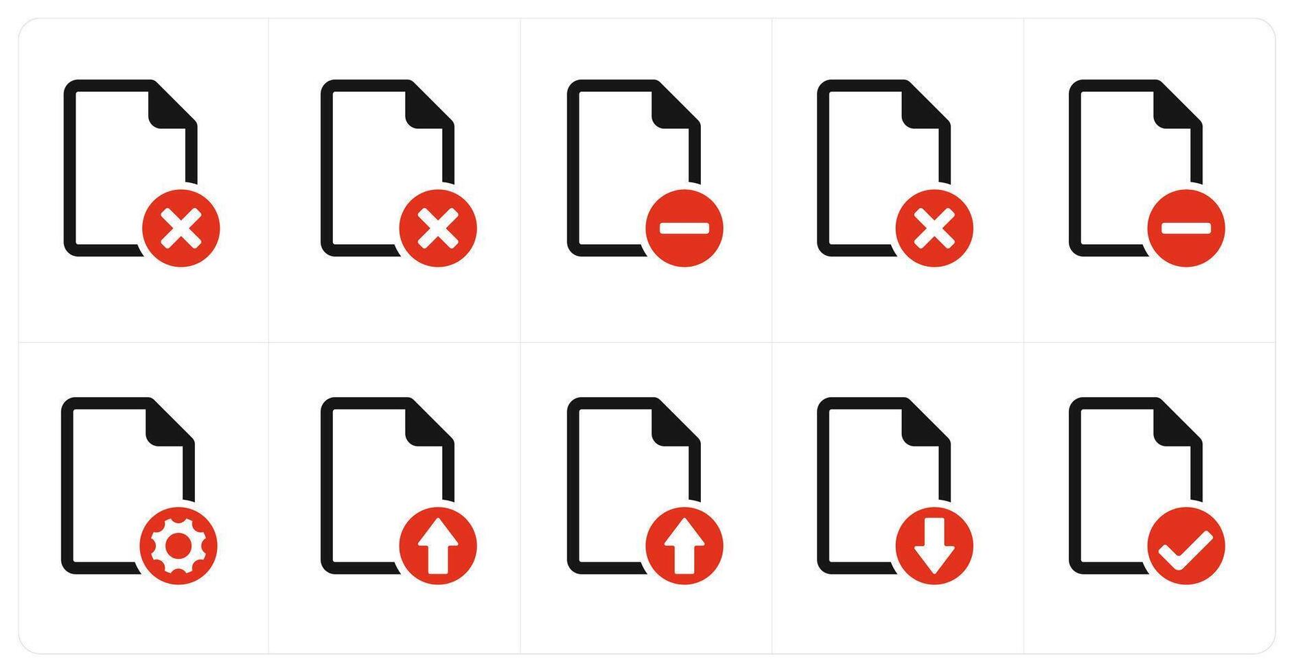 A set of 10 file icons as wrong, delete, remove vector