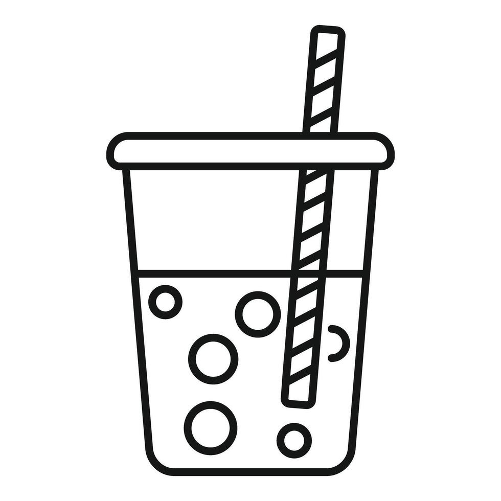 Bubble tea in plastic cup with straw, refreshing boba drink vector