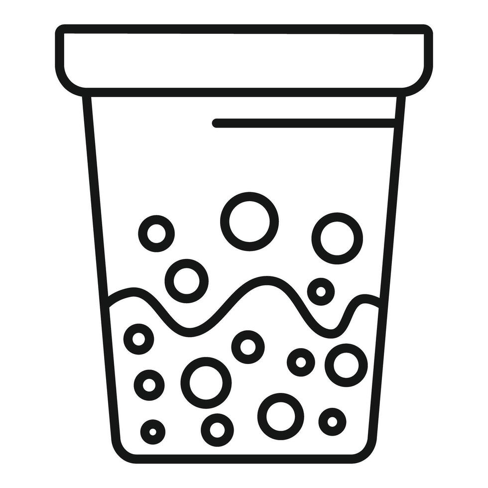 Beaker filled with bubbling liquid in chemistry experiment icon vector