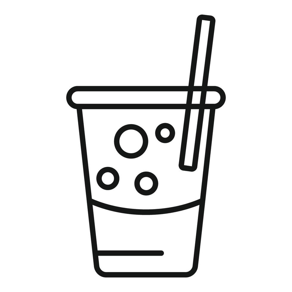 Bubble tea in plastic cup with straw showing boba and foam vector