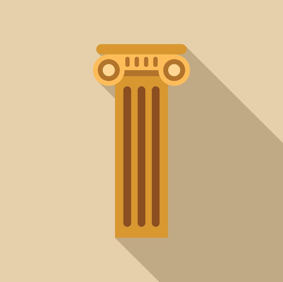 Golden greek column standing tall with long shadow vector
