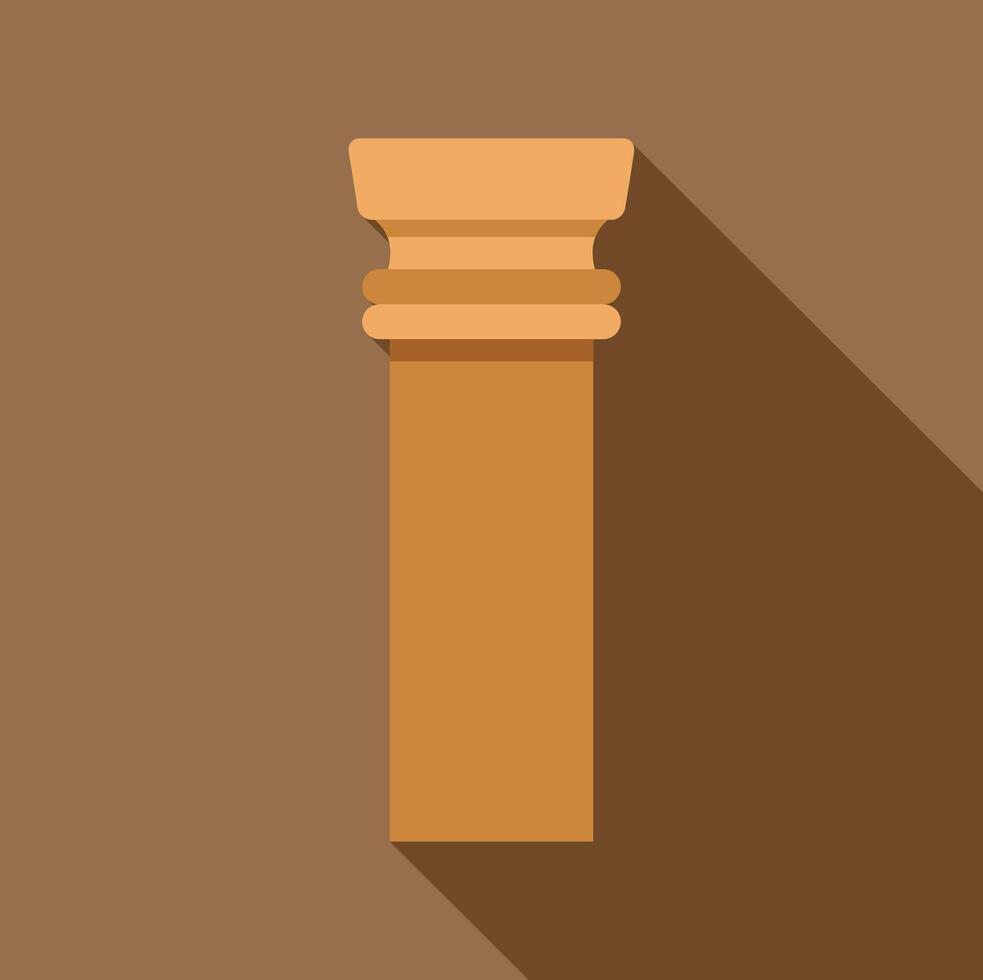 Architectural column casting long shadow on brown background vector