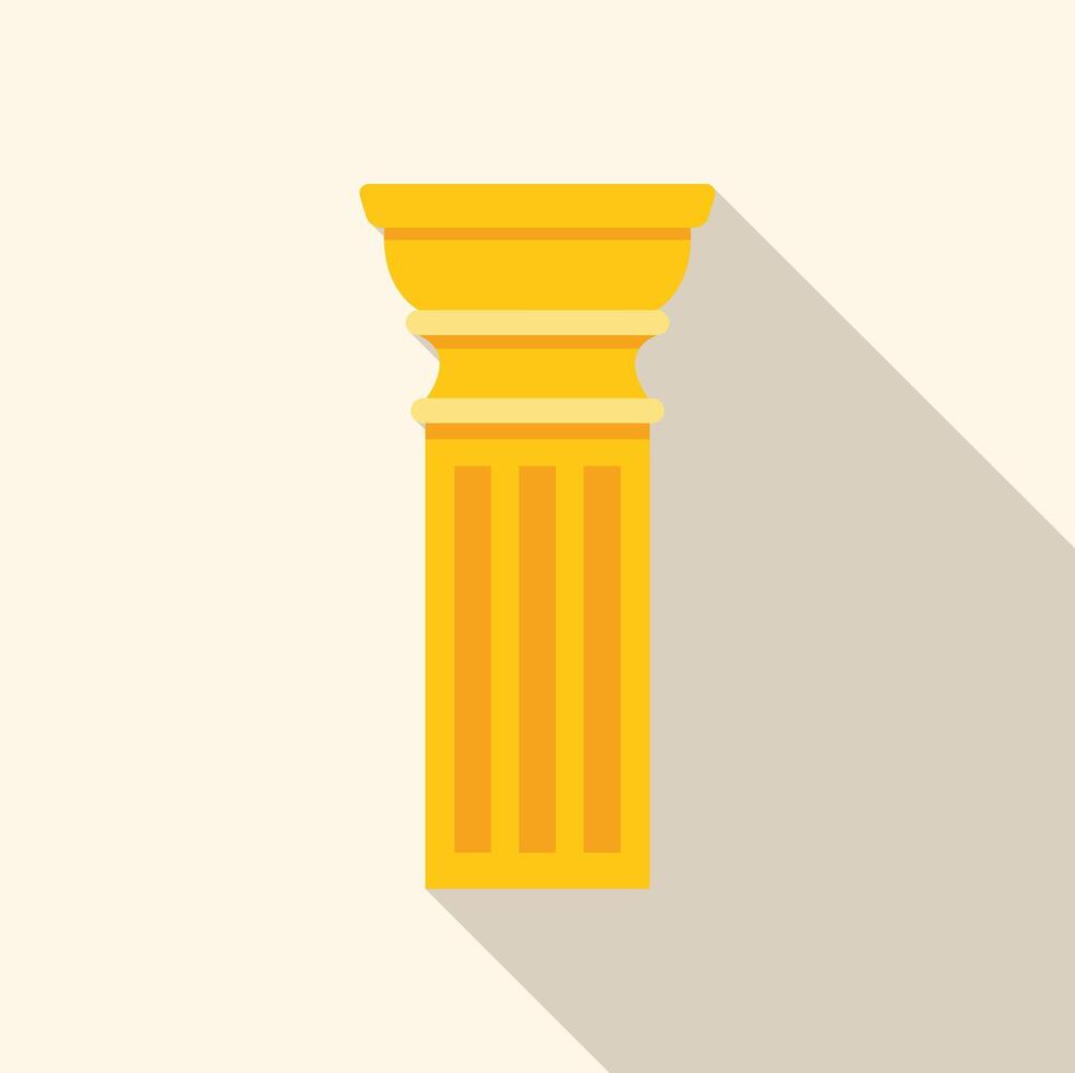 Golden fluted column standing tall with long shadow vector