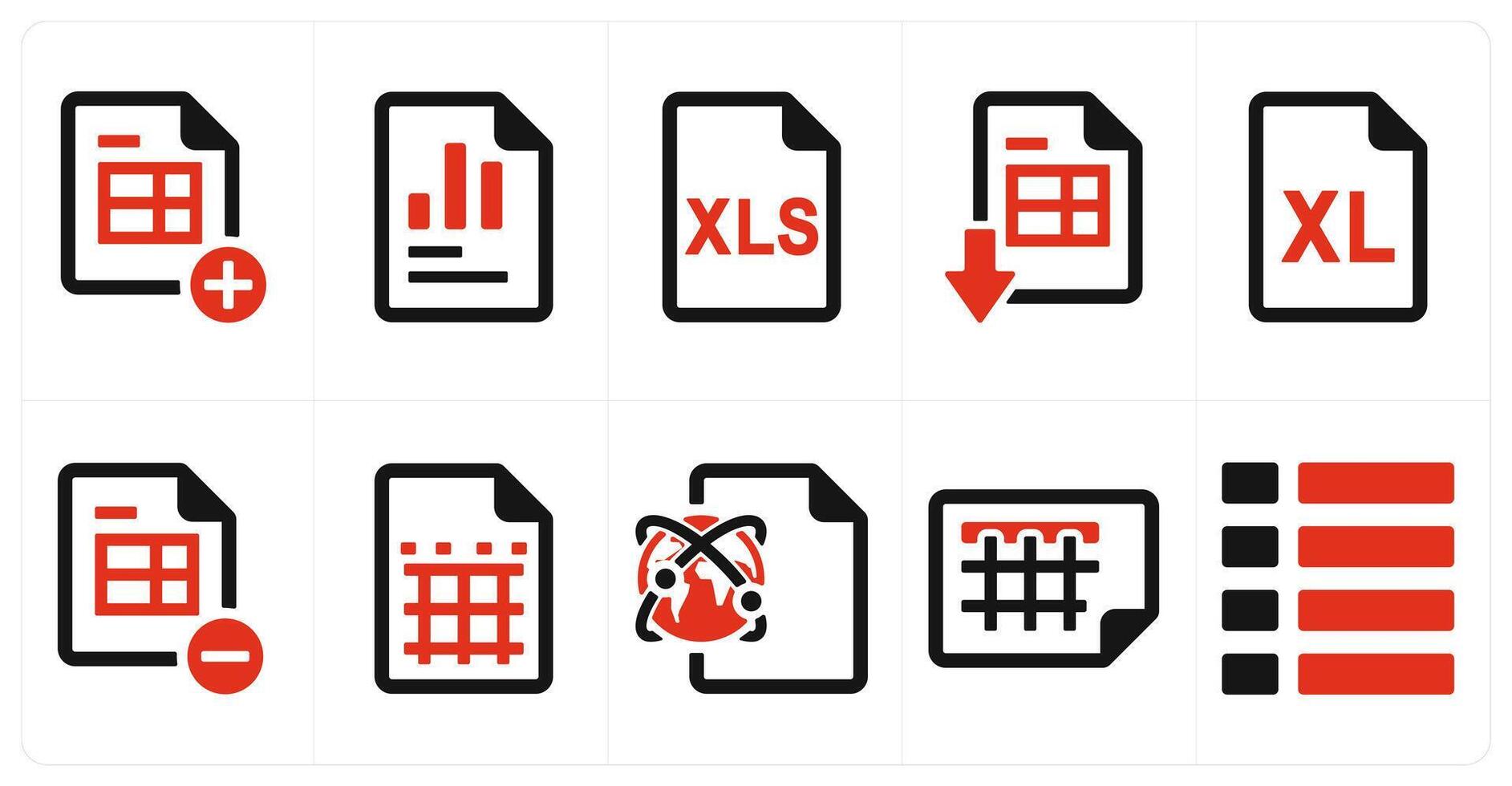 A set of 10 mix icons as add sheet, graph, excel sheet vector