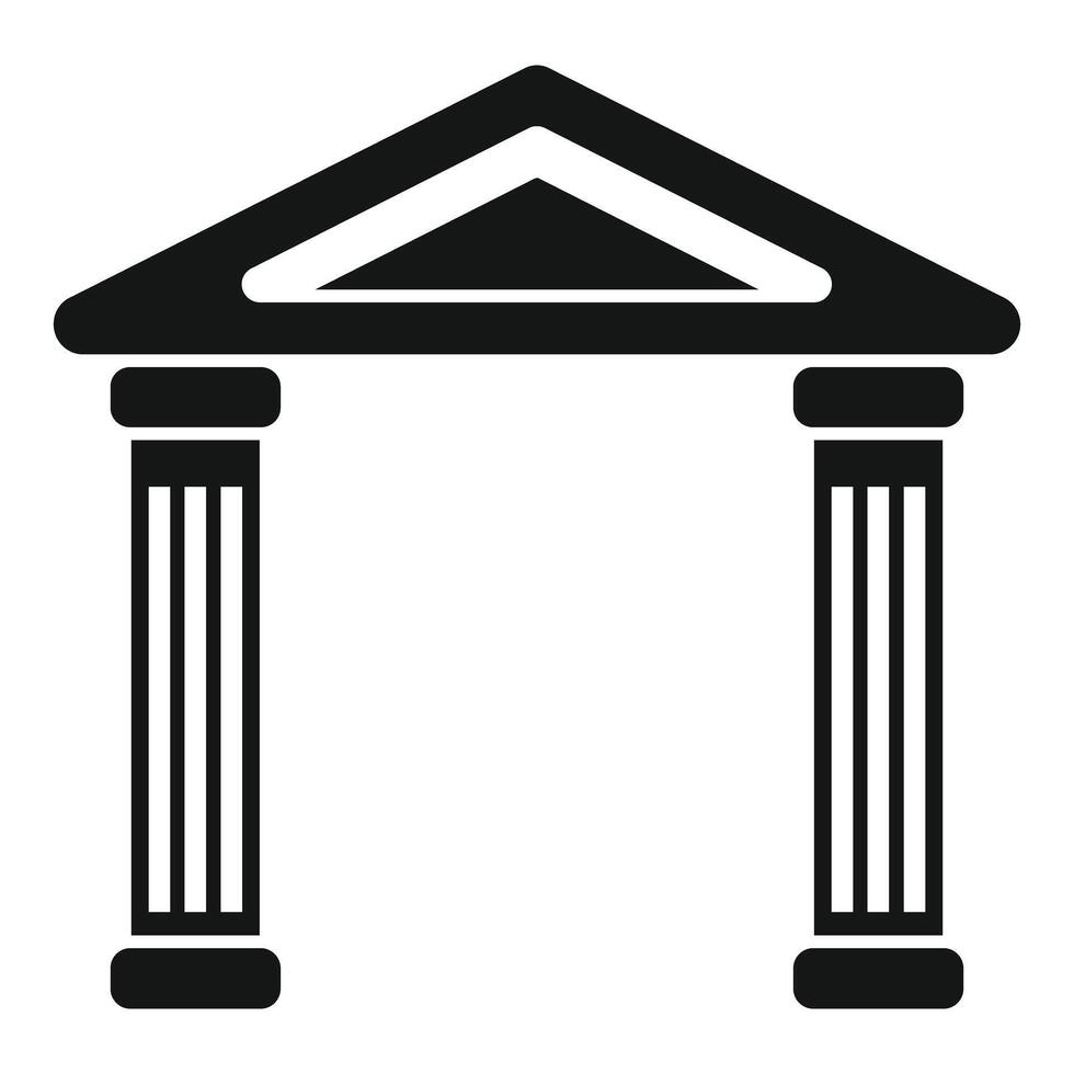 Marble arch supporting triangular roof with fluted columns vector