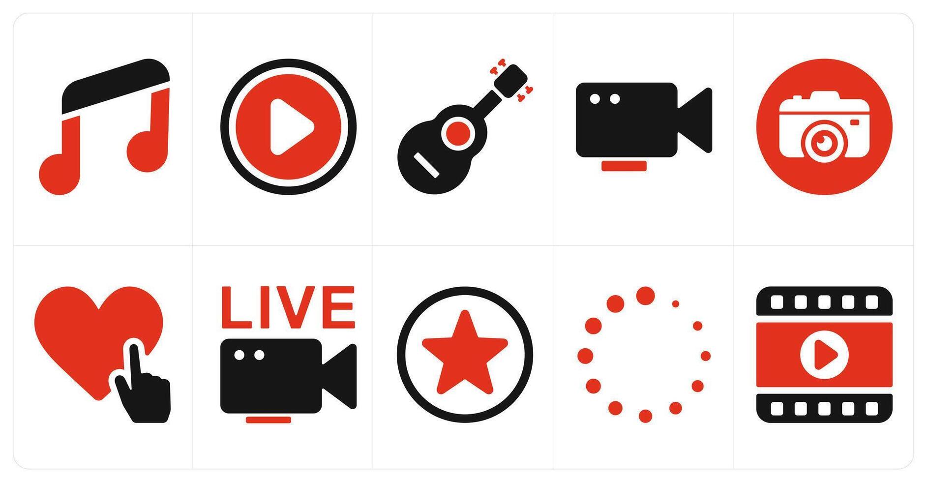 A set of 10 mix icons as music, play, guitar vector
