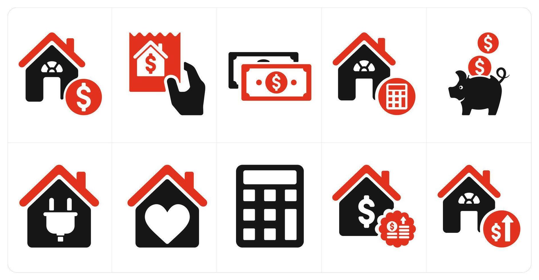 A set of 10 Real Estate icons as home financing, mortgage, payment vector