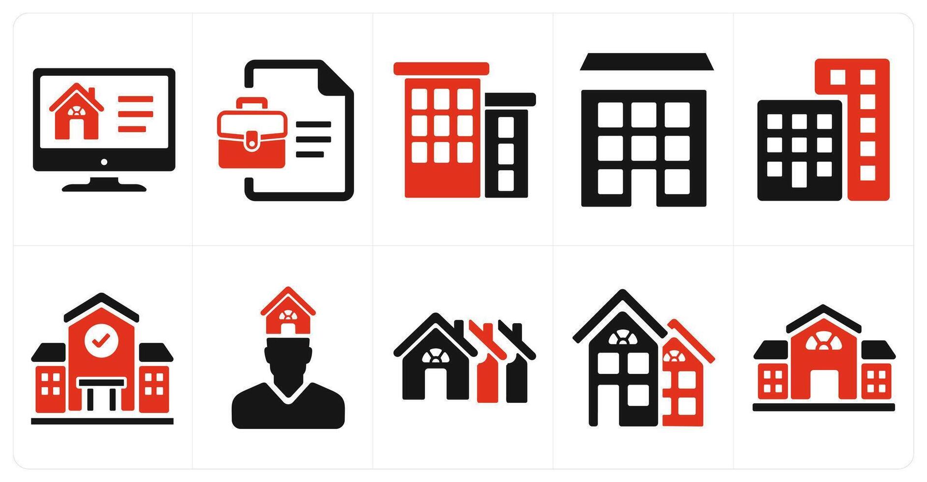 A set of 10 Real Estate icons as real estate website, documents, real estate vector