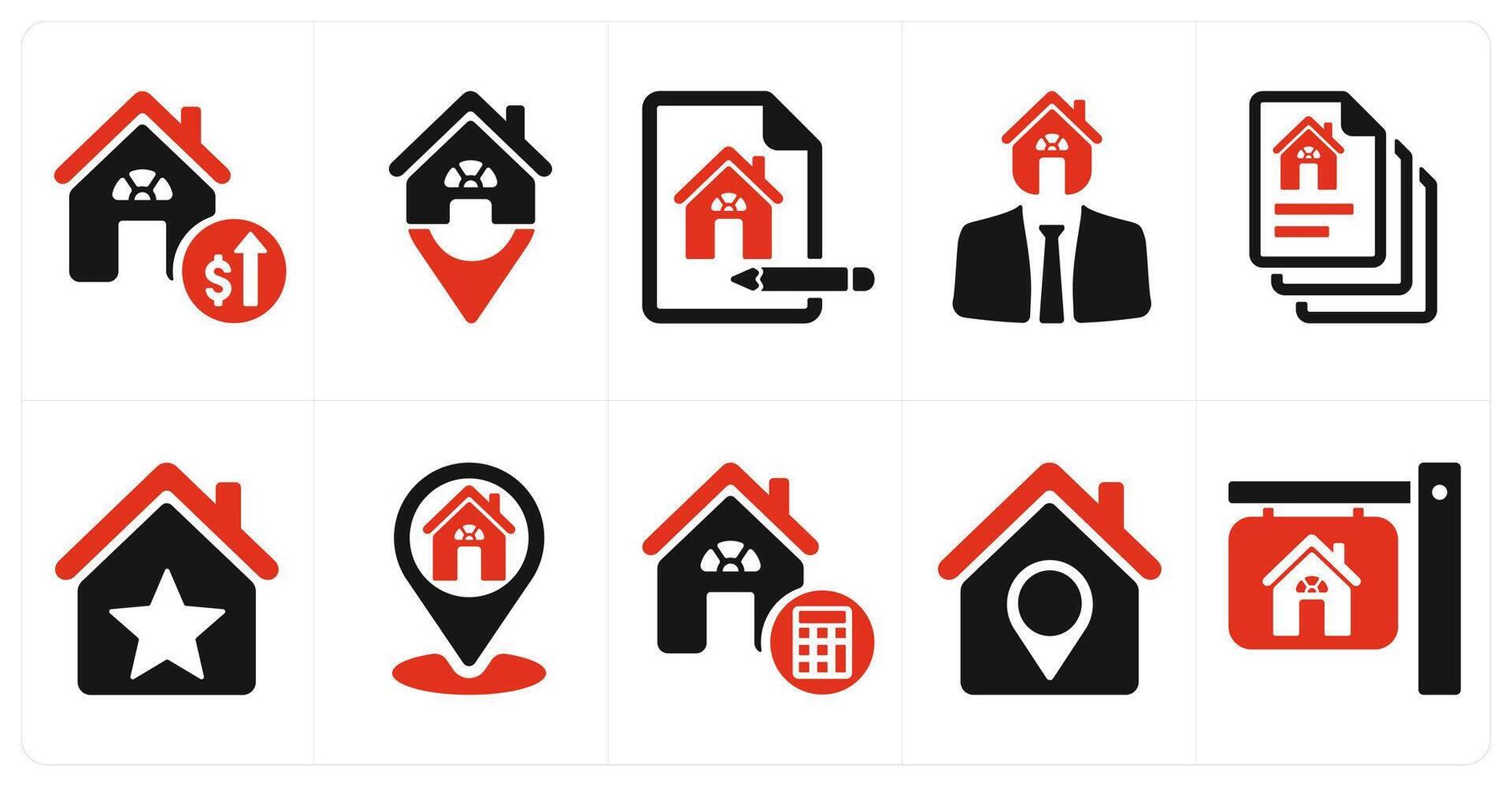 A set of 10 Real Estate icons as property upgrades, house location, property checklist vector