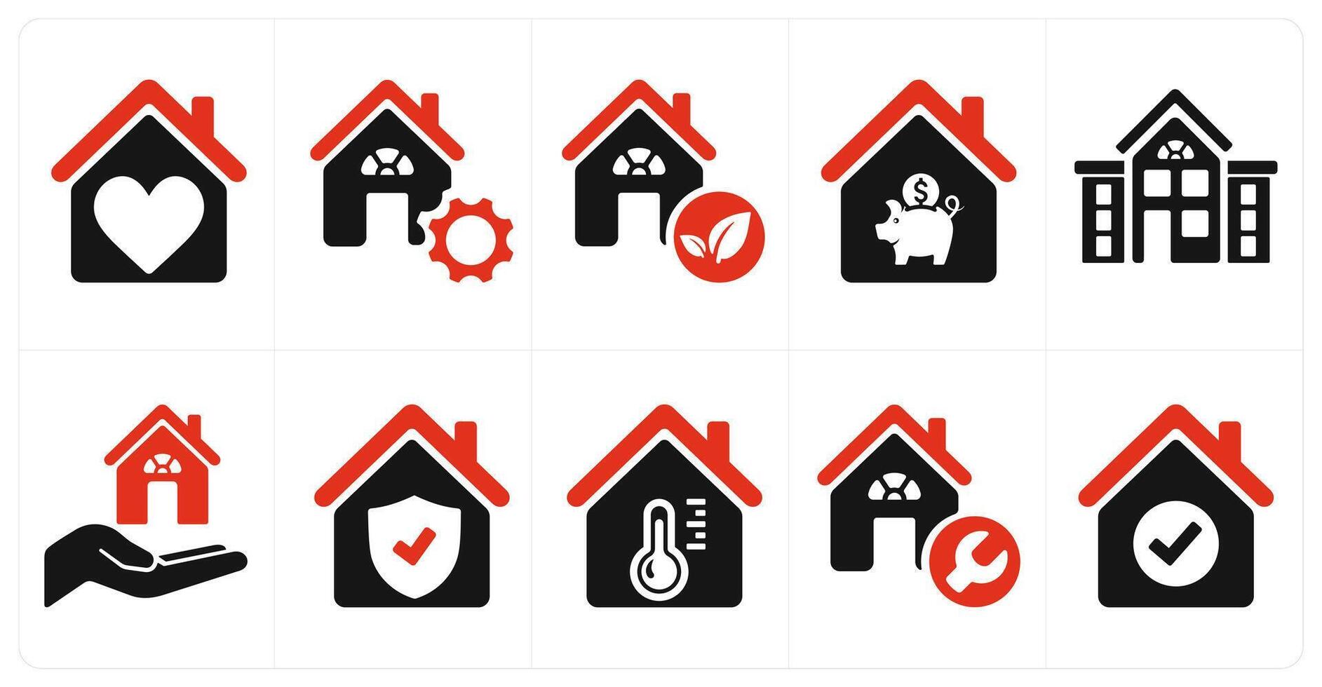 A set of 10 Real Estate icons as sweet home, home renovation, eco house vector