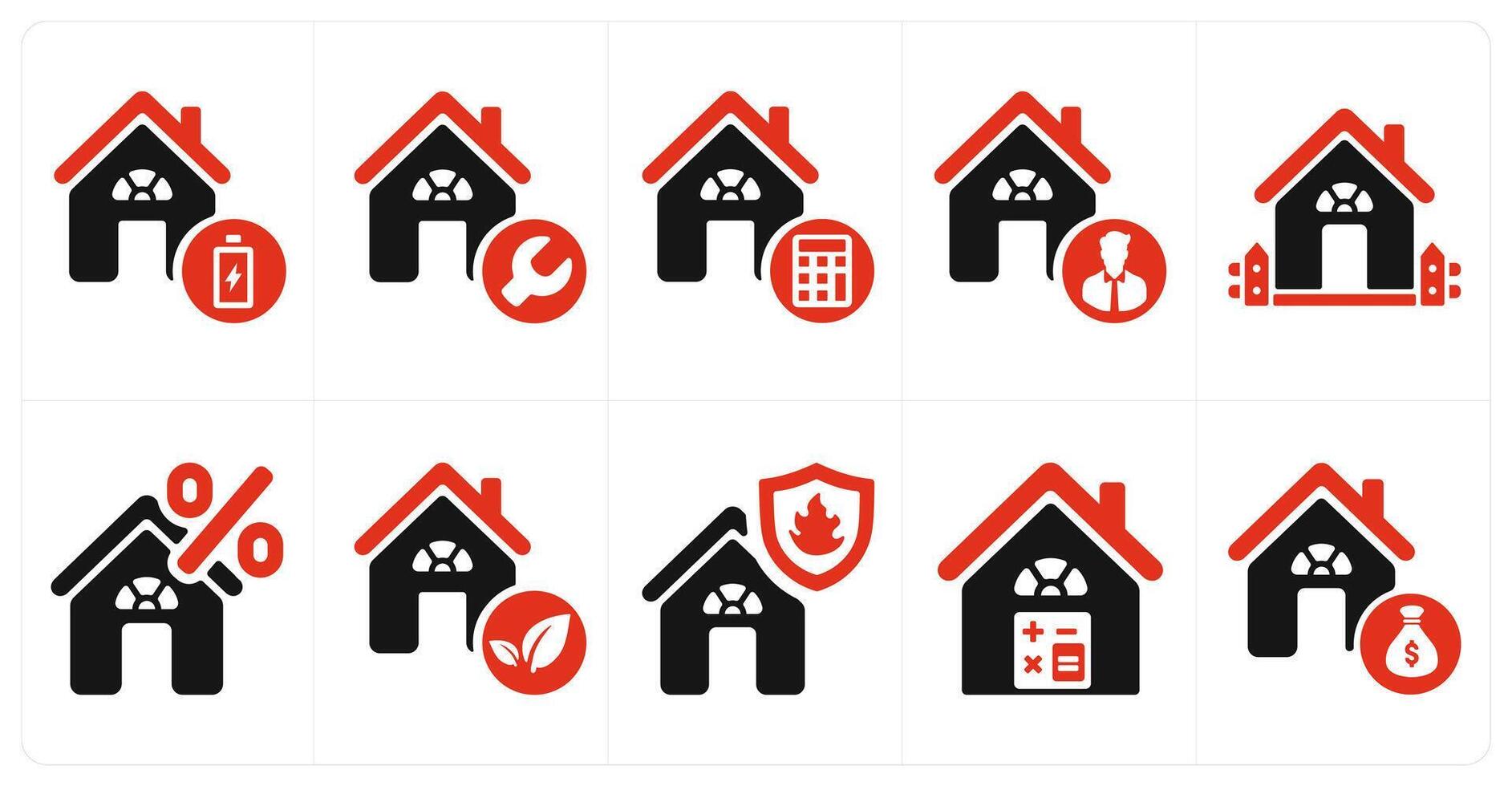 A set of 10 Real Estate icons as power house, home repair, property budget vector