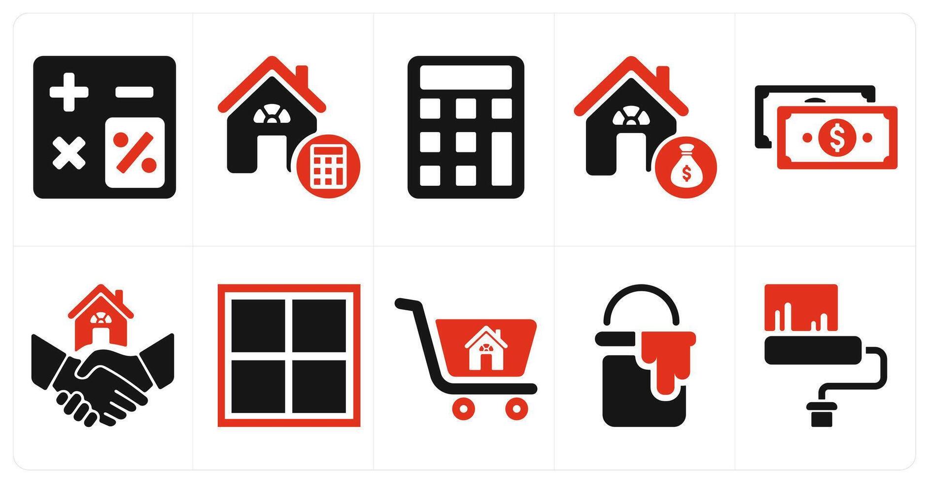 A set of 10 Real Estate icons as personal income, property budget, calculation vector
