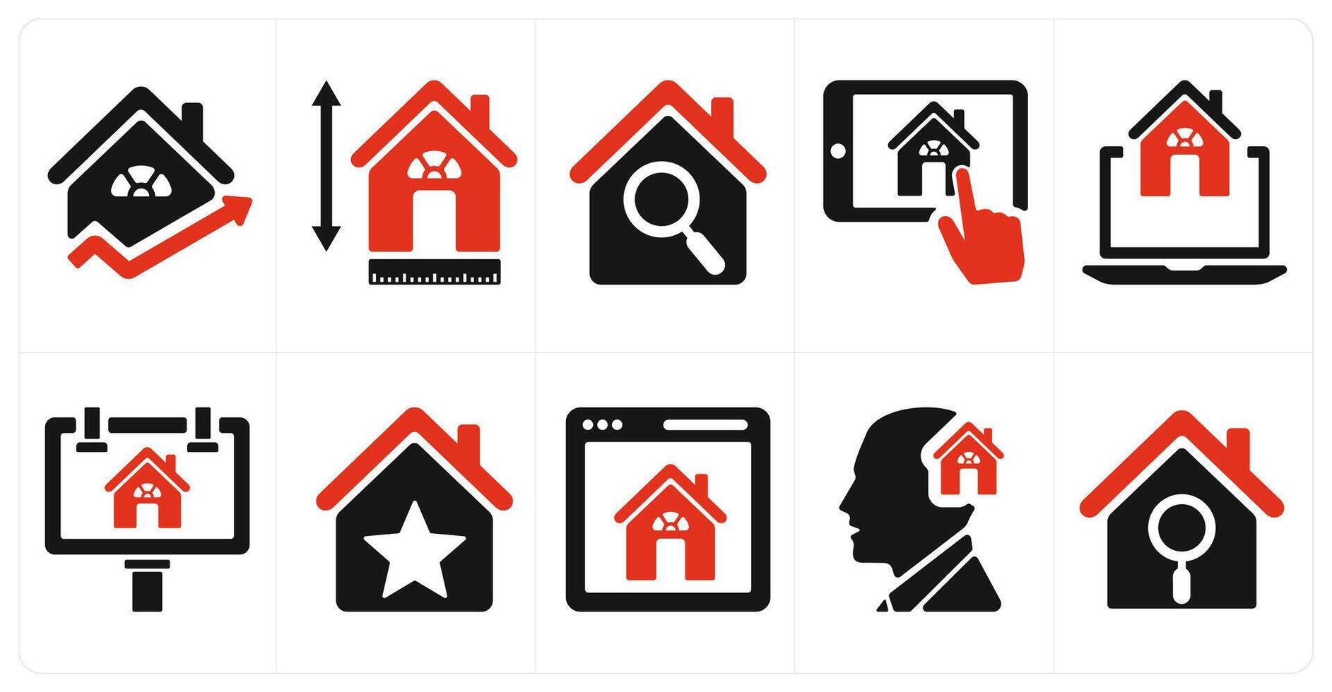 A set of 10 Real Estate icons as house value, house size, home search vector