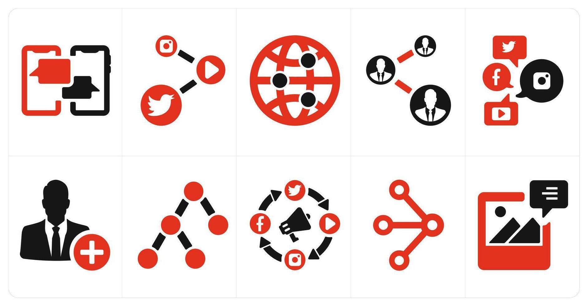 A set of 10 social icons as chatting, social media link, network connection vector
