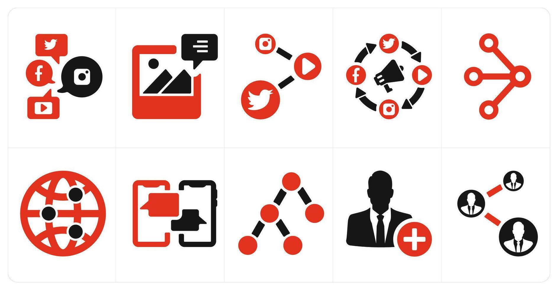 A set of 10 social icons as social media, image, social media link vector