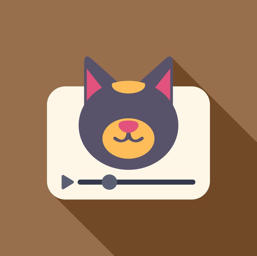 Cat video playing on media player interface with progress bar vector