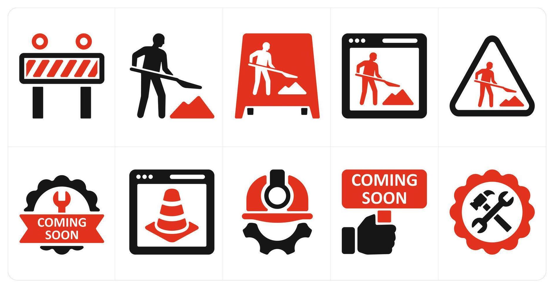 A set of 10 underconstruction icons as underconstruction, work in progress, website maintenance vector