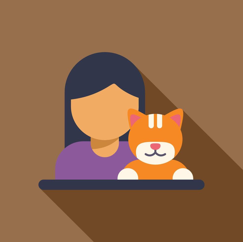 Woman holding orange cat, pet adoption or veterinary concept vector