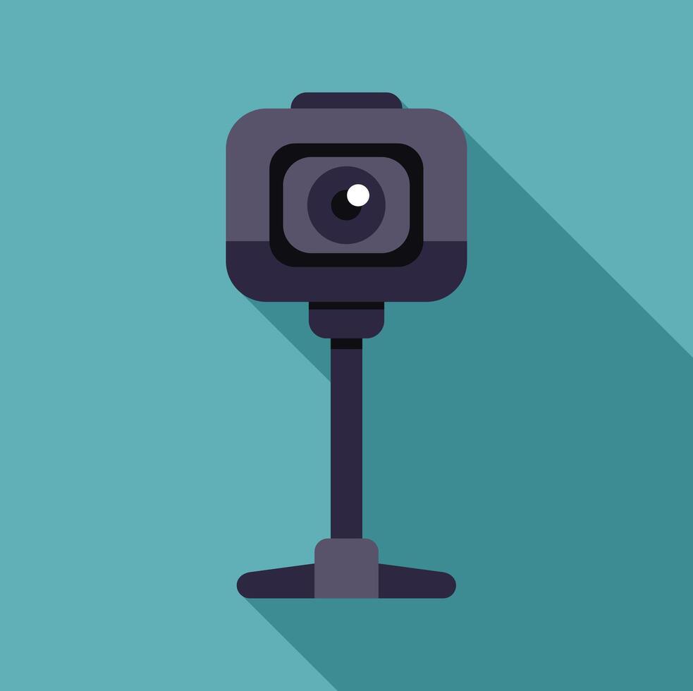 Action camera standing on a tripod, recording an event vector