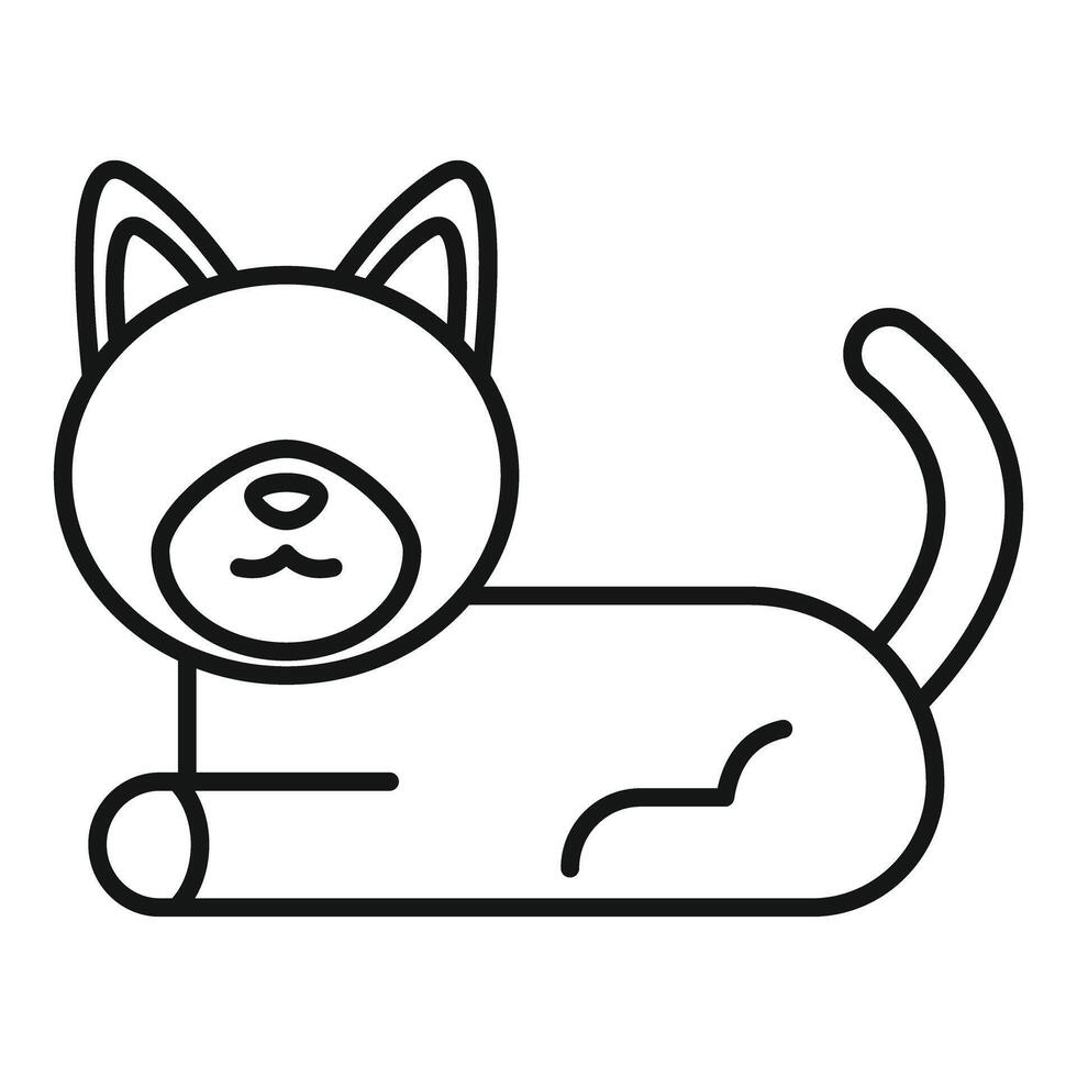 Cute cat lying down, simple line art illustration for pet lovers vector