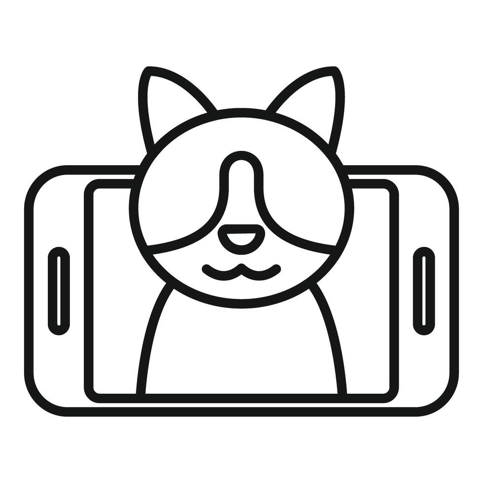 Cat taking selfie with smartphone, funny pet portrait vector