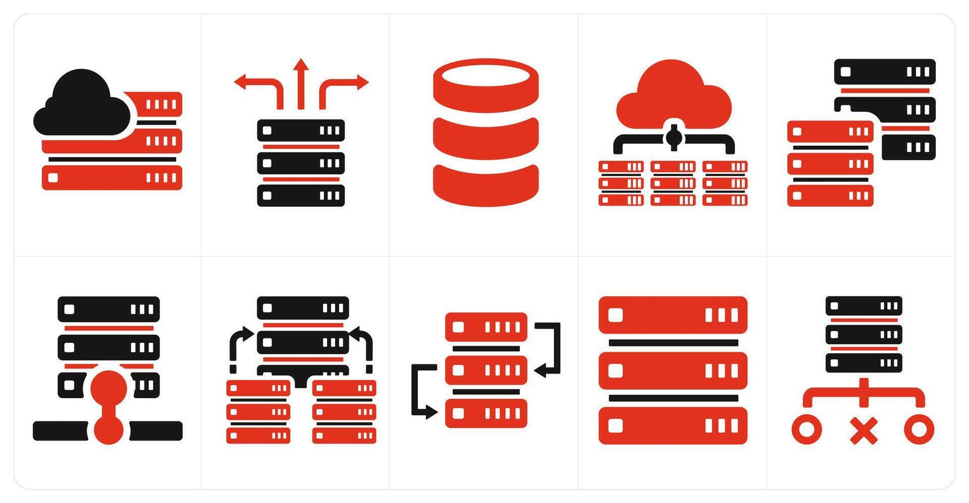 A set of 10 web marketing icons as cloud hosting, server connectivity, server vector