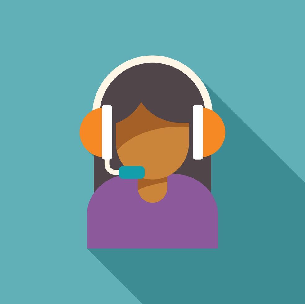 Female call center operator wearing headset assisting customers vector