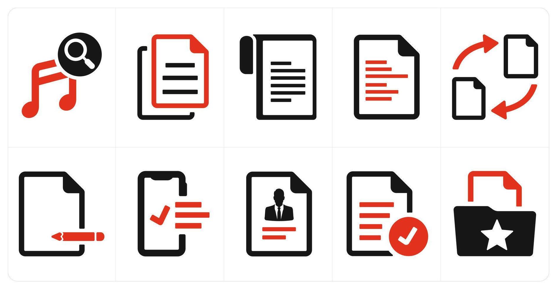A set of 10 web marketing icons as search content, content document, document vector