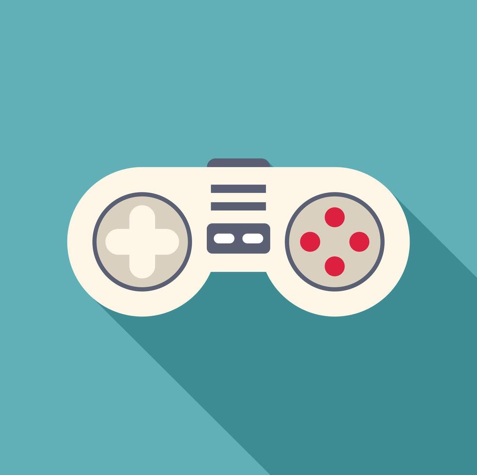 White retro gamepad casting long shadow on teal background vector