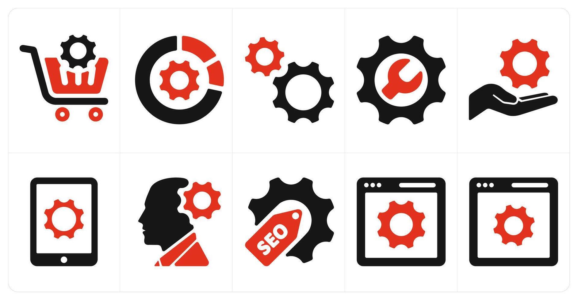 A set of 10 web marketing icons as cart settings, statistics, configuration vector