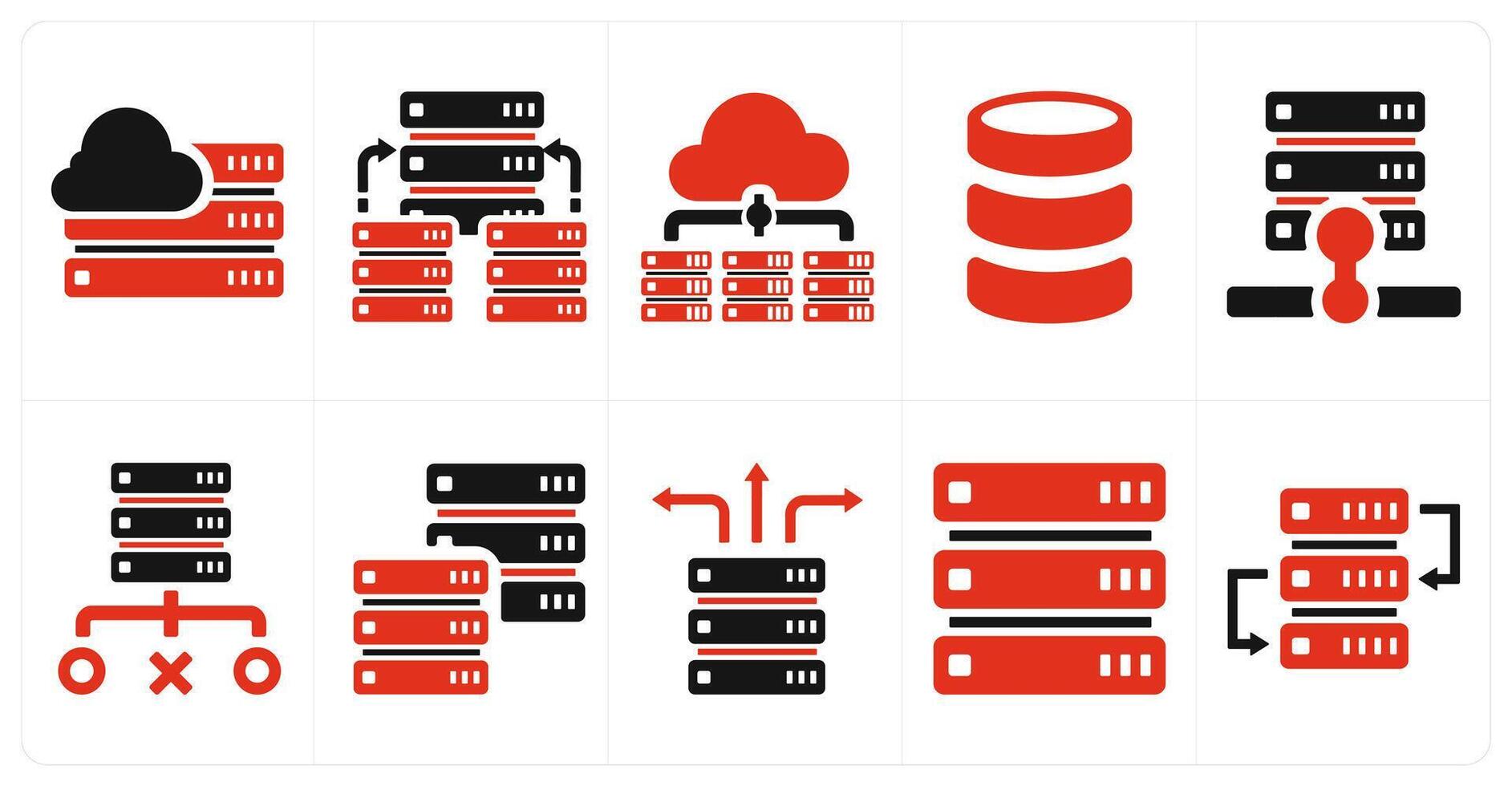 A set of 10 web marketing icons as cloud hosting, hosting server, cloud server vector
