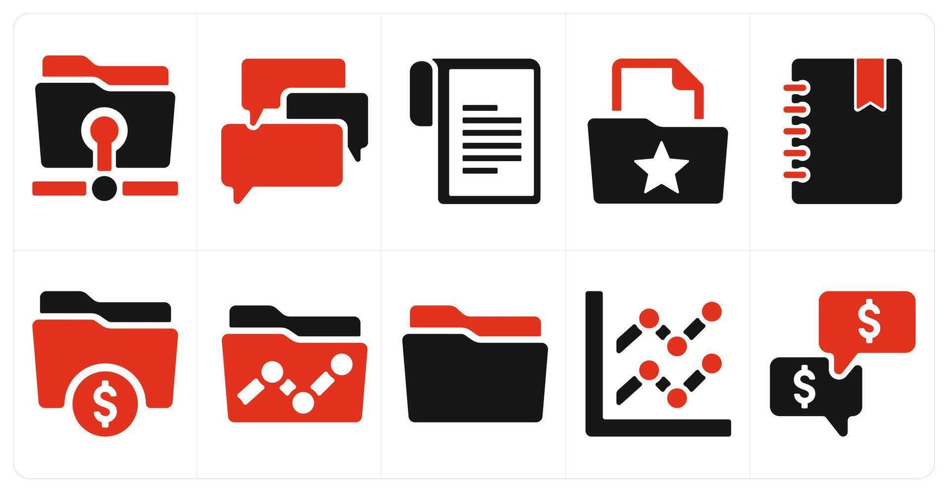 A set of 10 web marketing icons as share folder, chat, document vector
