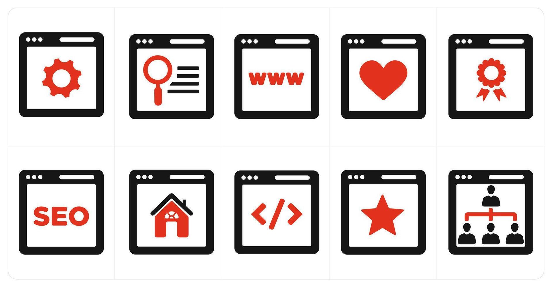 A set of 10 web marketing icons as seo optimization, search webpage, www vector