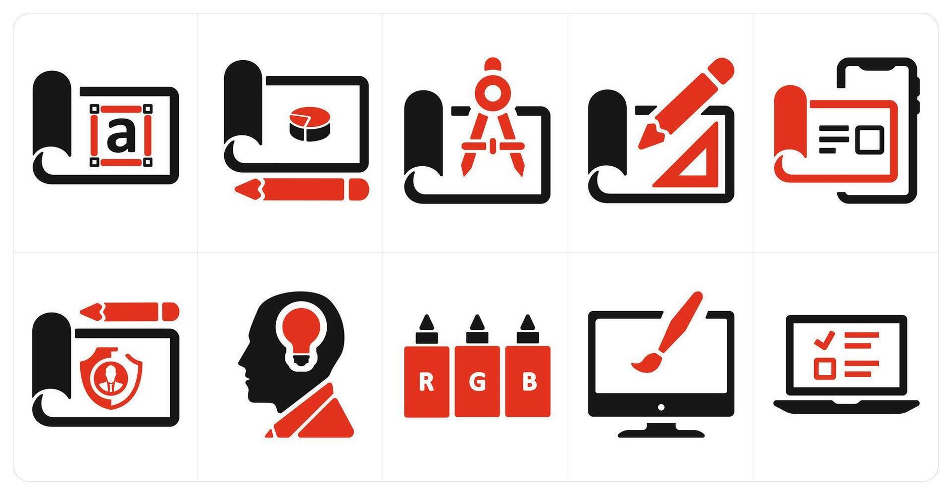 A set of 10 web marketing icons as style, design, draw vector