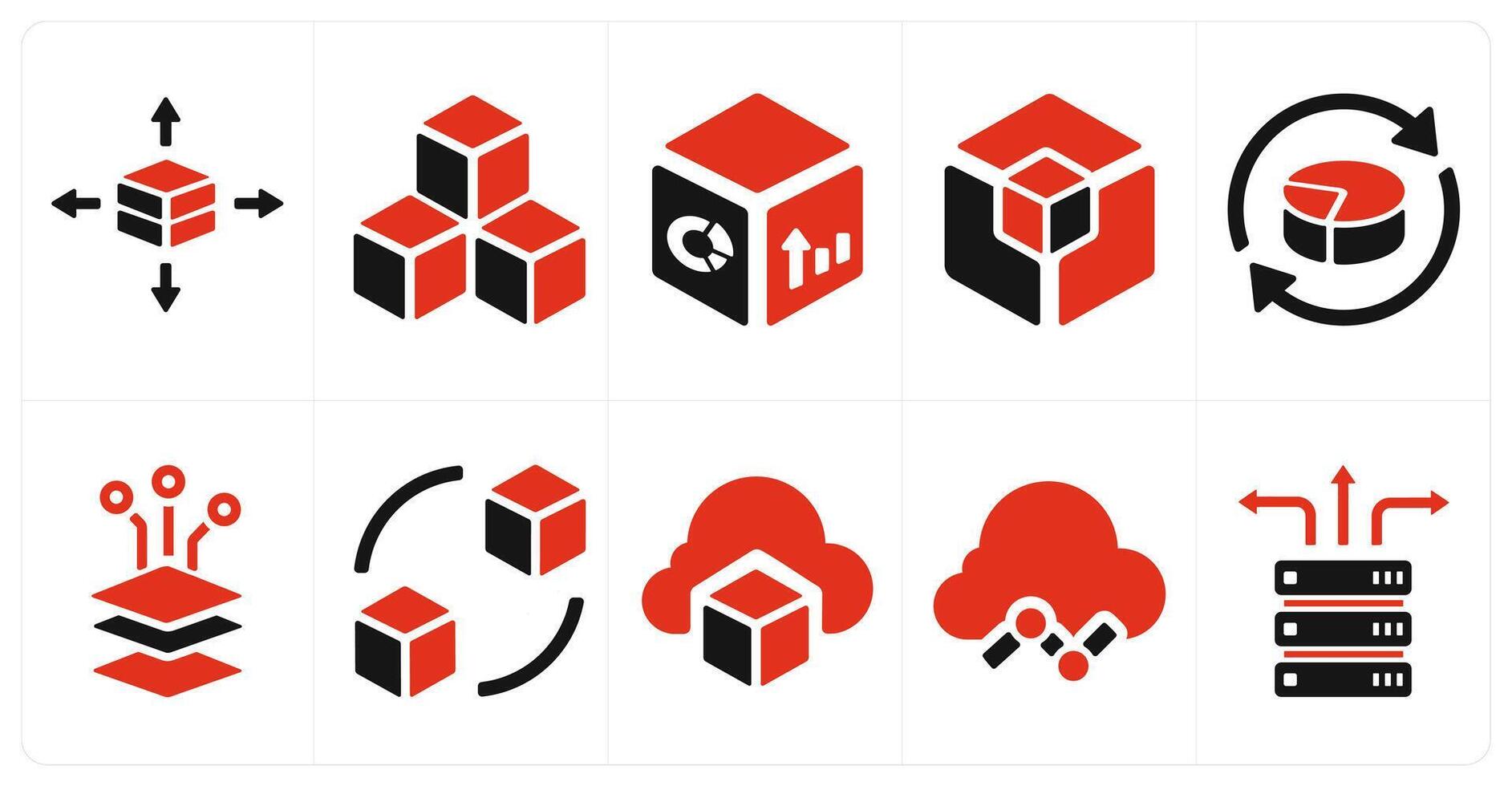 A set of 10 web marketing icons as layers, 3d, statistics vector