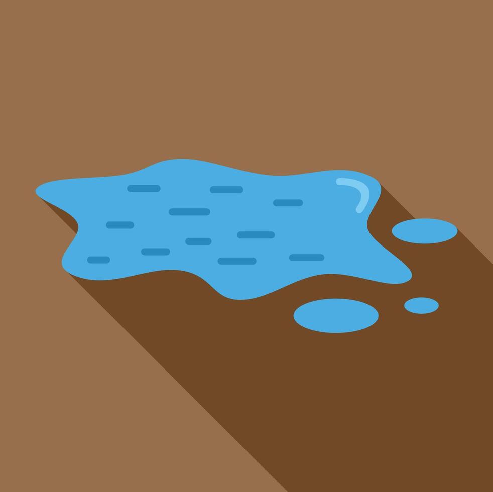 Puddle of water spilling on brown surface with long shadow vector