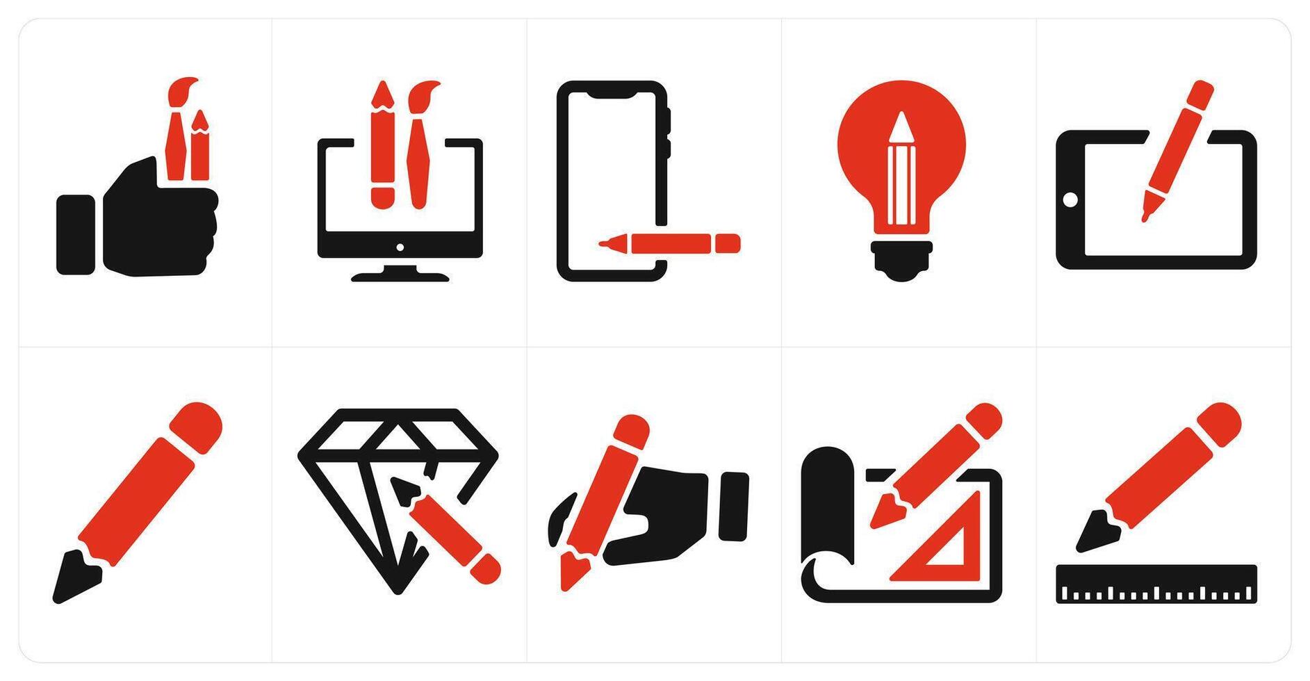 A set of 10 web marketing icons as painting tools, custom design, draw vector