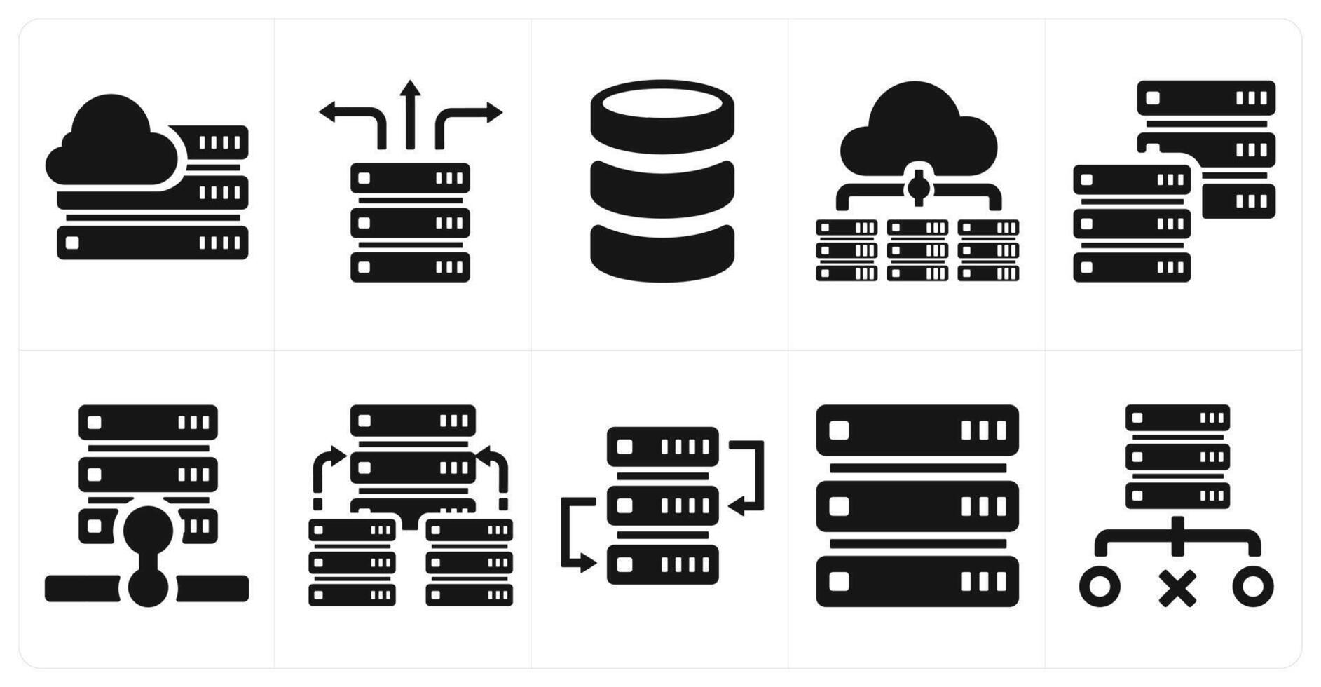 A set of 10 web marketing icons as cloud hosting, server connectivity, server vector