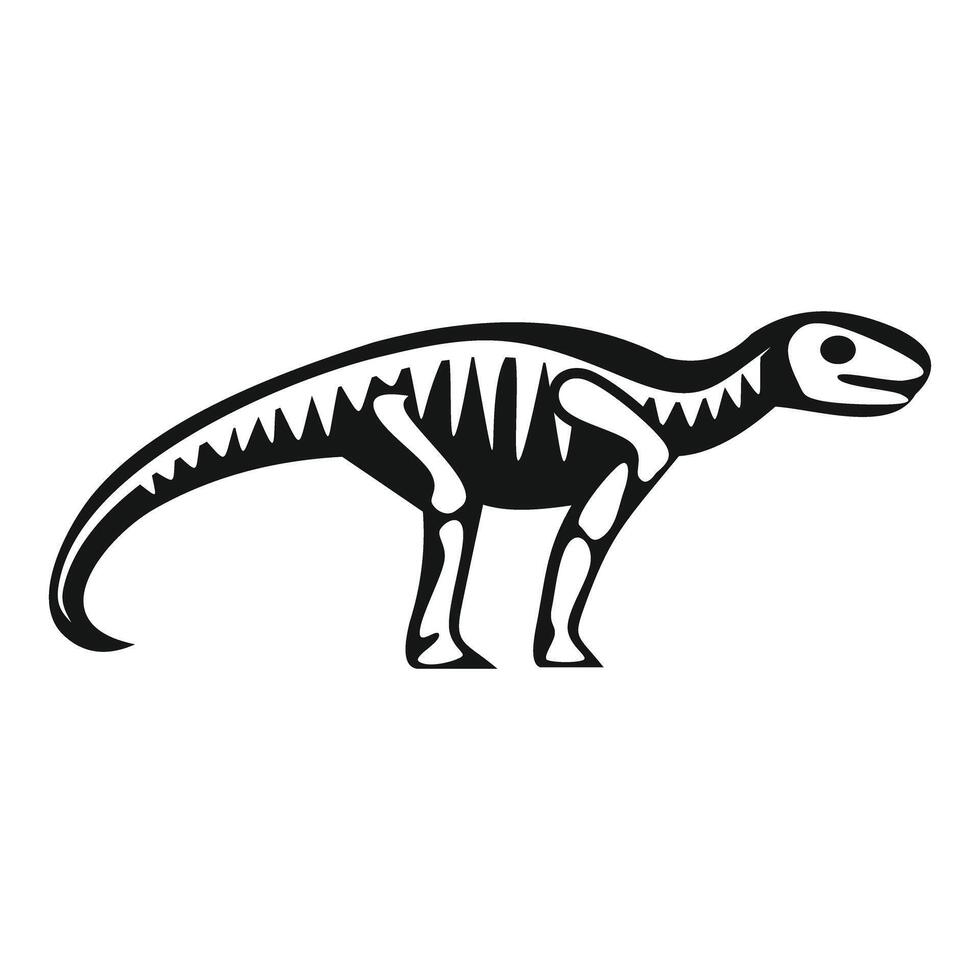 Iguanodon dinosaur skeleton walking on white background vector