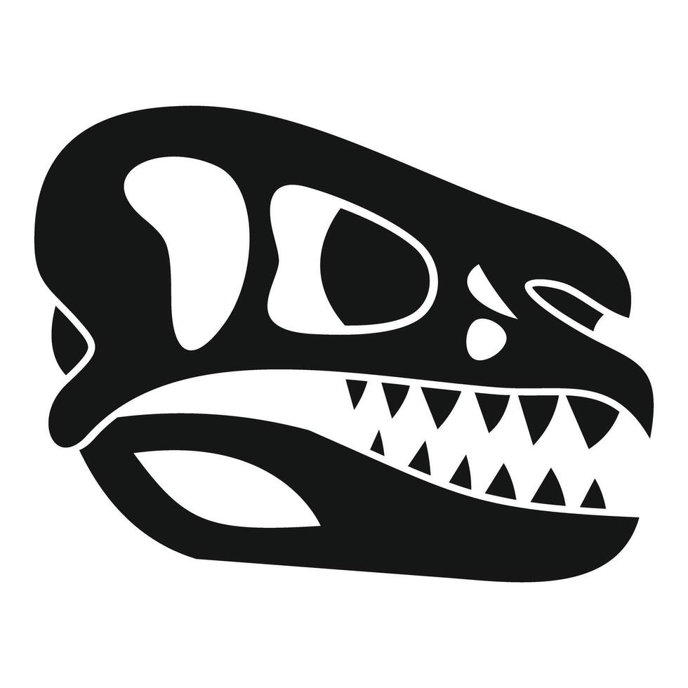 Dinosaur skull showing sharp teeth and empty eye sockets vector