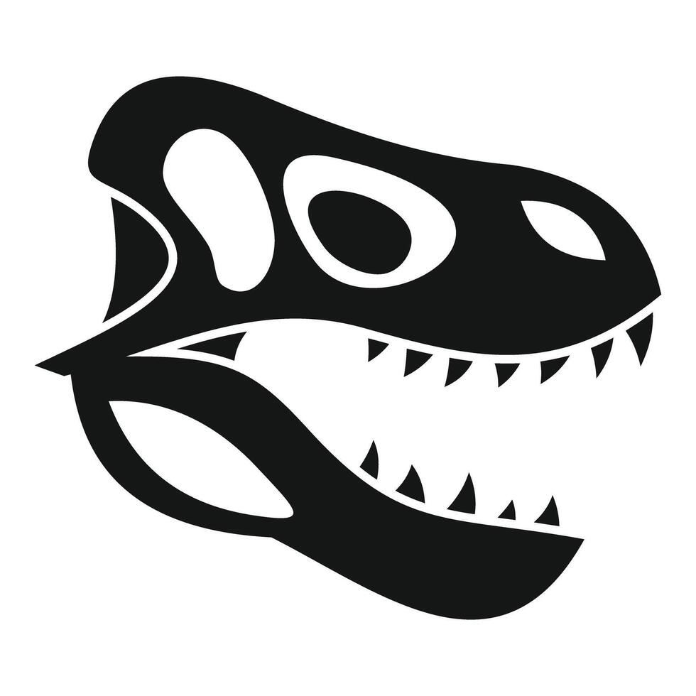 Tyrannosaurus rex skull showing sharp teeth in black and white silhouette vector