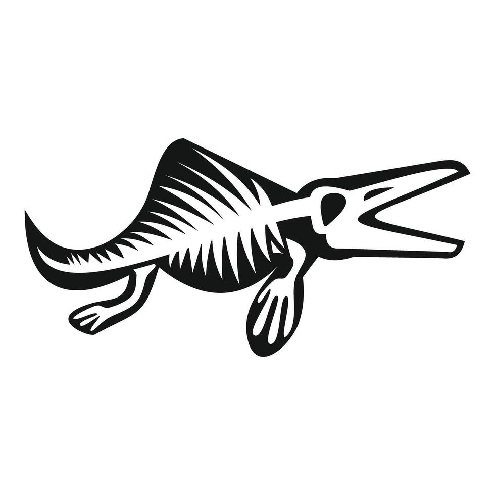Extinct plesiosaur fossil skeleton swimming underwater vector