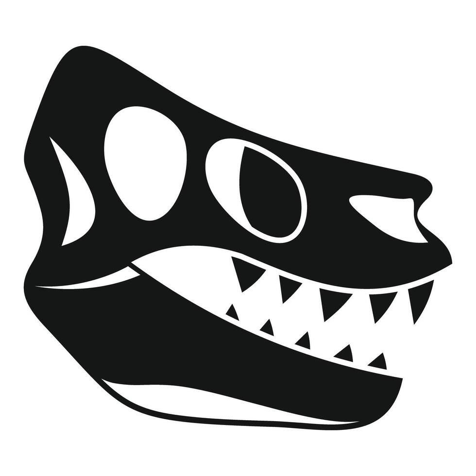 Tyrannosaurus rex skull showing sharp teeth, paleontology icon vector