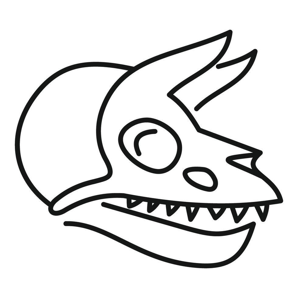 Dinosaur skull drawing showing prehistoric fossil remains vector