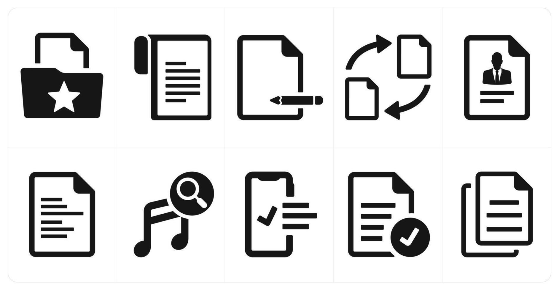 un conjunto de 10 web márketing íconos como favorito documento, documento, editar documento vector