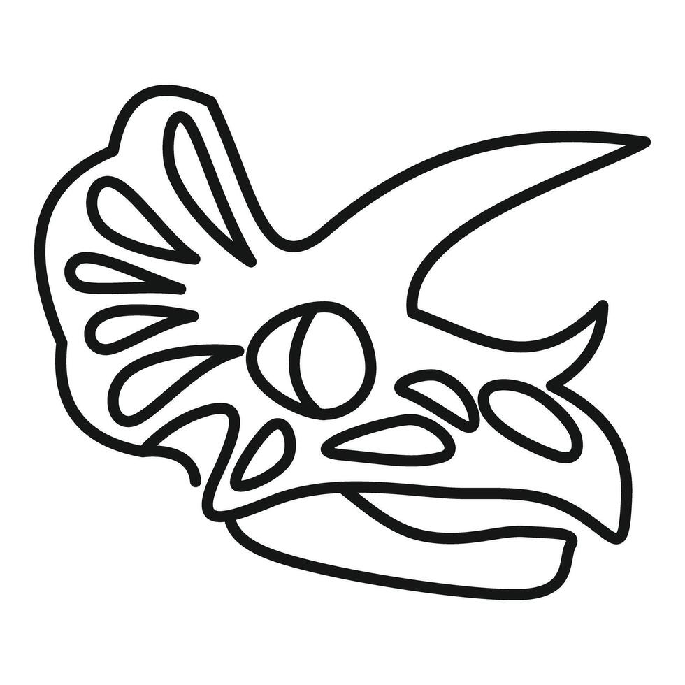 Triceratops skull drawing showing frill and horns of herbivore dinosaur vector
