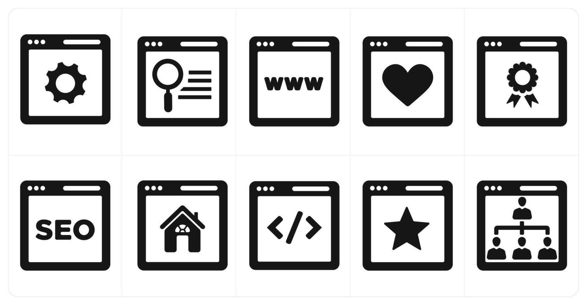 A set of 10 web marketing icons as seo optimization, search webpage, www vector