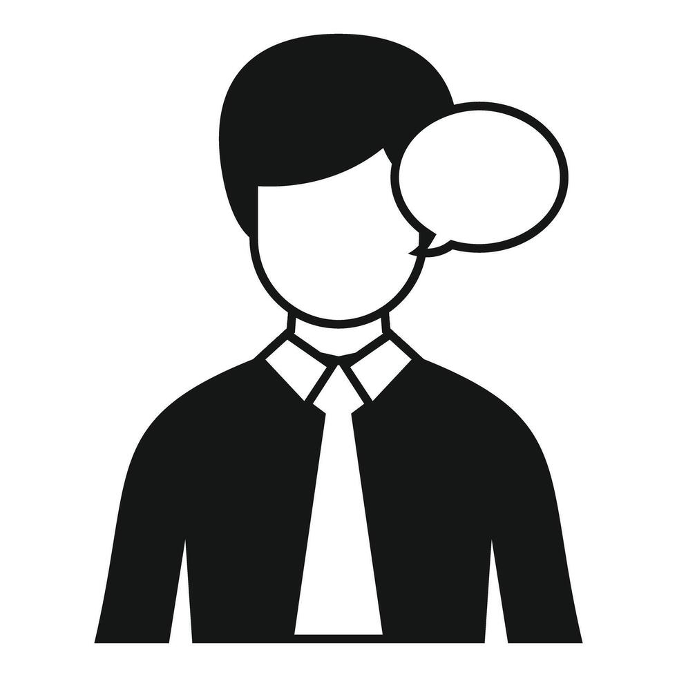 Businessman speaking with speech bubble, effective communication in corporate setting vector