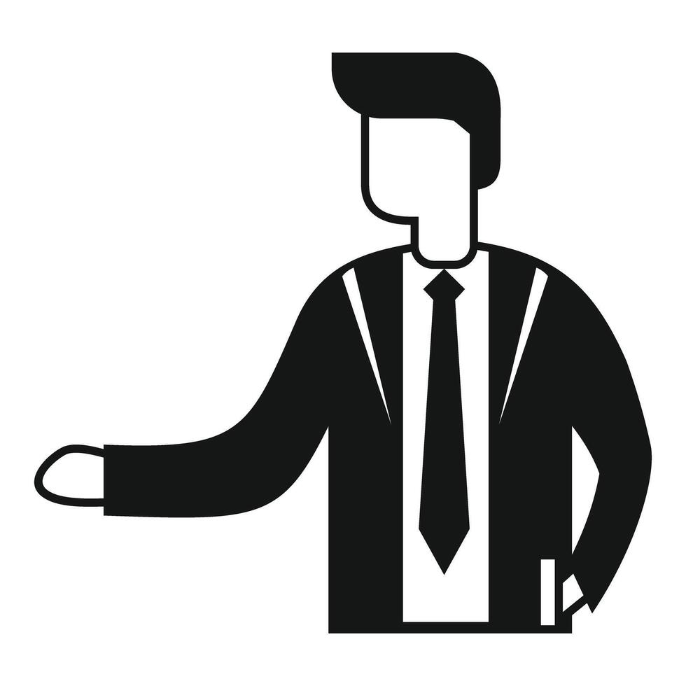 Businessman making inviting hand gesture in suit and tie vector
